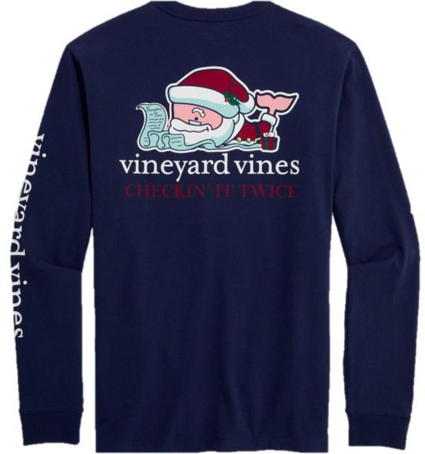 vineyard vine 비네이아드 바이즌스 남성 산타 고래 리스트 긴소매 포켓 티 161235