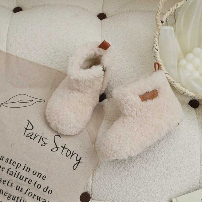 小不點兒 女童雪地靴，毛茸茸可愛短靴，兒童二棉加絨冬款，甜美公主雪地靴