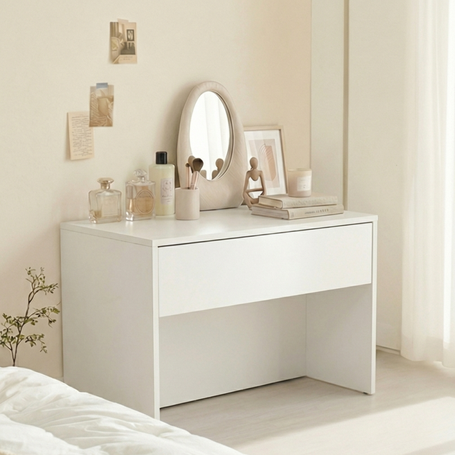 잔비오 600 좌식 화장대 서랍형 미니 수납 화장대, 화이트