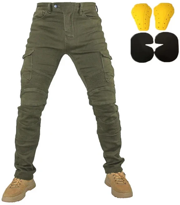 오토바이 청바지 Pantalones Motocicleta Hombre Featherbed 청바지 표준 버전 자동차 타기 바지 바지 여름 승마, 01 XL, [01] Green with gear A