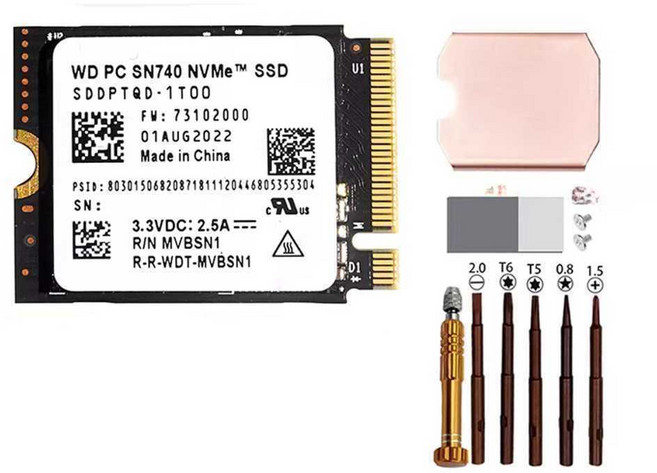 델 노트북 2230 SSD 1TB 2TB 스팀덱 로갈리 확장기, 1개, 512GB SN740 2230 Window11