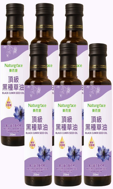 Naturgrace 樂而泉 黑種草油 第一道冷壓初榨, 6個, 250ml