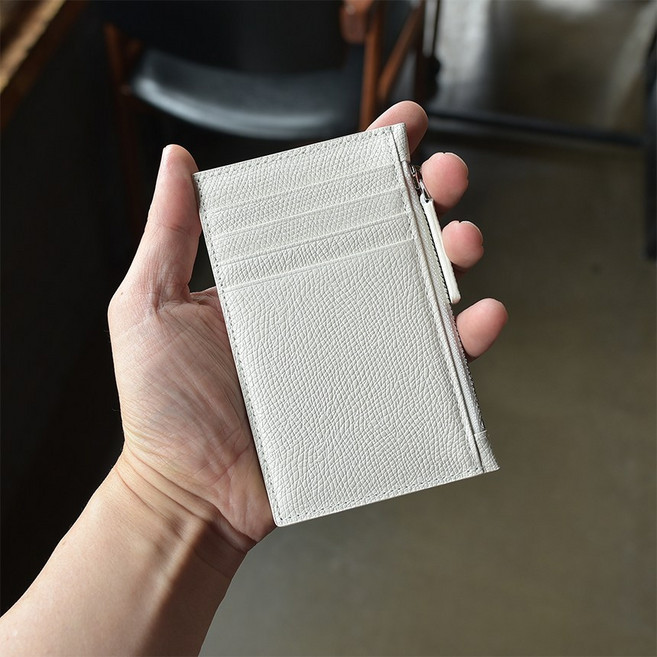 어버너 소가죽 슬림 지퍼 카드 동전 지갑