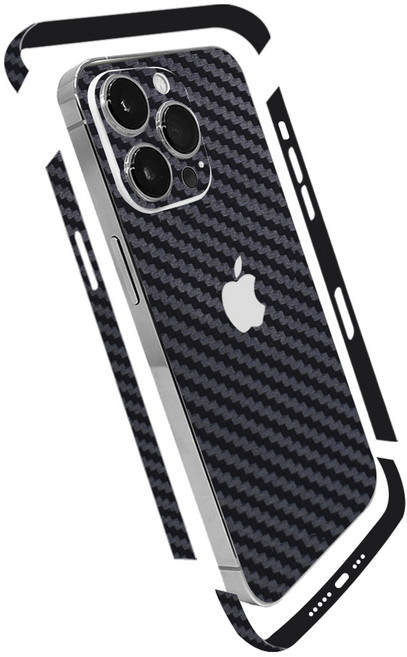 아이폰 15 프로 맥스 호환 카본 스킨 측면 후면 카메라 보호필름, 블랙, 1개