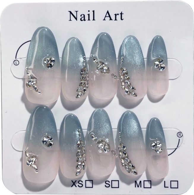 넥소라 겨울네일팁 눈꽃네일 프레스온 젤 네일팁 단품, 1세트, S