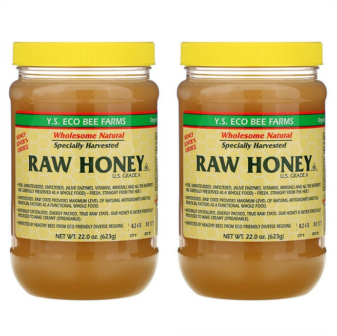 YS Eco Bee Farms Raw Honey 와이에스 에코 비 팜 로우 허니 벌꿀 623g 2팩, 2개