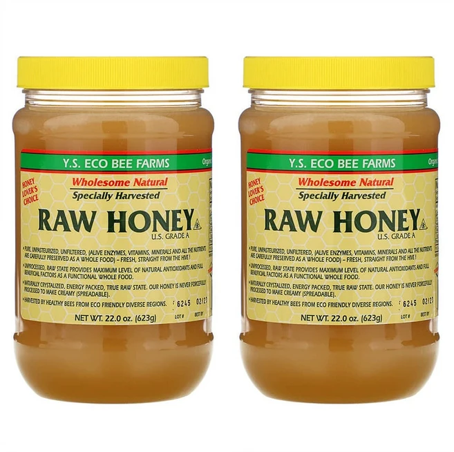 YS Eco Bee Farms Raw Honey 와이에스 에코 비 팜 로우 허니 벌꿀 623g 2팩, 2개 - 쿠팡