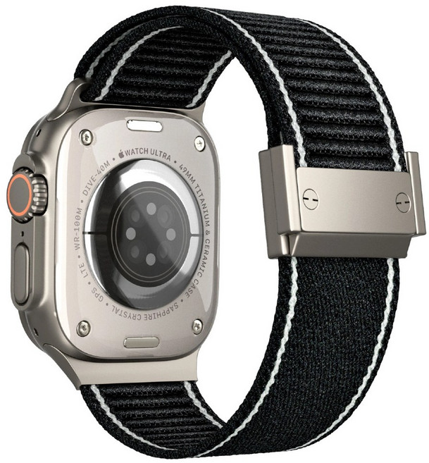 BuGeum 애플워치 호환 고밀도 나일론 스포츠 49mm 46mm 45mm 44mm 42mm 41mm 40mm, 1개, 블랙