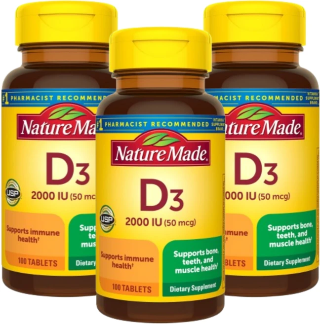 Nature Made 비타민 D3 50mcg 100정 3 SET - 쿠팡