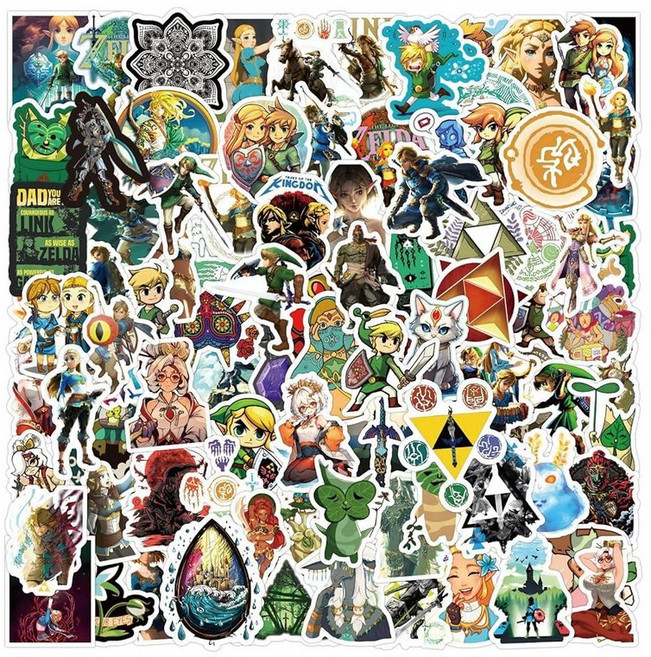 JCQAYB 100피스 화 My Hero Academia 스티커 물병 귀여운 방수 비닐 성인 십대 소녀 노트북 스케이트보드 자전거 기타 여행 케이스 헬멧 스크랩북 [호환], 젤다의 전설 J-the Legend