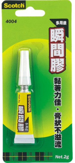 Scotch 4004 瞬間膠，膠狀質地適用多種材質，垂直表面不滴落，DIY修繕黏合工具, 1條