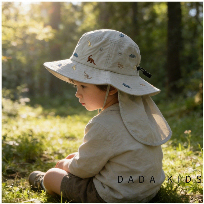 兒童防曬帽子春夏季大帽檐護頸男女童透氣防紫外線戶外遮陽披肩帽