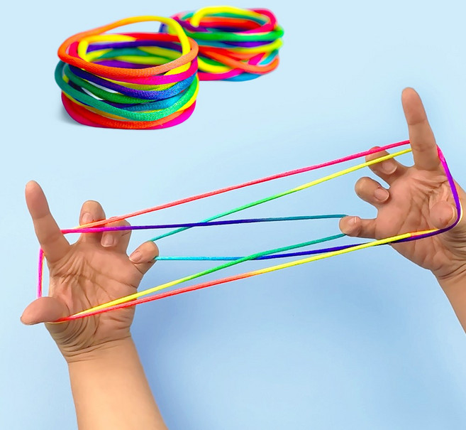 오아트 알록달록 무지개 실뜨기 전통놀이 끈 장난감 KC인증, 1개, 혼합색상