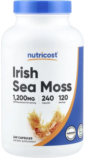 행복하고 건강하게 Nutricost 아이리쉬바다이끼 캡슐 240정(캡슐 1정당 600mg) 백년회로하세요, Nutricost아이리쉬바다이끼캡슐240정캡슐1정당60, 1개 - 쿠팡
