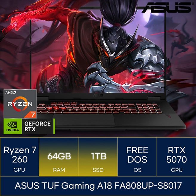 ASUS TUF Gaming A18 FA808UP-S8017, Free DOS, 64GB, 1TB, 예거 그레이