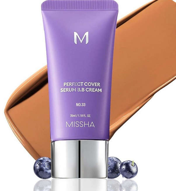 MISSHA M PERFECT COVER SERUM BB 크림 No.33 탠 - 따뜻한 언더톤 스킨 틴트 틴트 모이스처라이저 케어 파운데이션 메이크업 한국 300ml(1, No.33 (탠), 1, No.33 (탠)