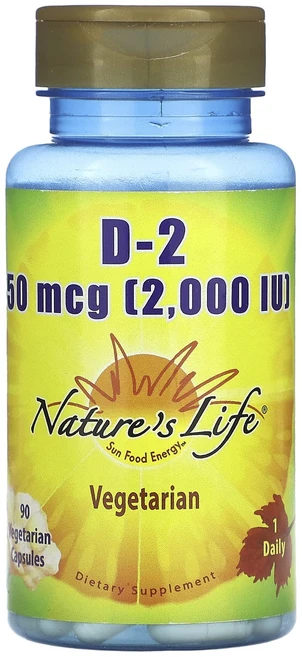 Nature's Life 비타민D-2 50mcg(2000IU) 베지 캡슐 90정, NaturesLife비타민D250mcg2000IU베지캡, 1개 - 쿠팡