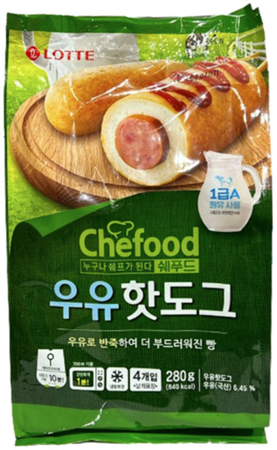 롯데 쉐푸드 우유핫도그 280g 6개