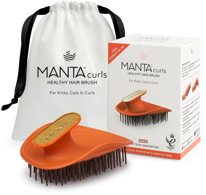 [리뉴얼] 곱슬머리용 만타 헤어브러쉬 오렌지, 1개