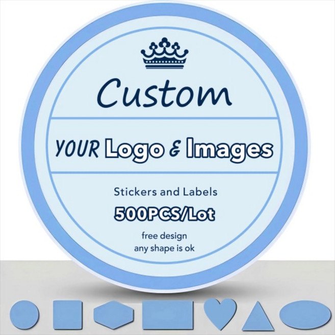 500PCS 사용자 정의 스티커 결혼식 세례를위한 맞춤형 로고 데칼 DIY 자신의 로고 맞춤형 스티커., 06 3CM-Square-500PCS