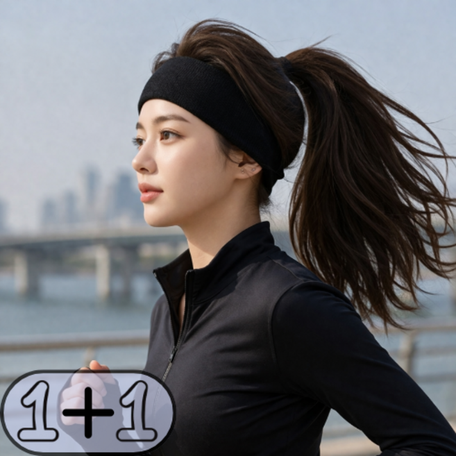 쿠할 쫀쫀한 남성 여성 헤어밴드 머리띠 넓은 반다나 와이드 스포츠 세안 골지