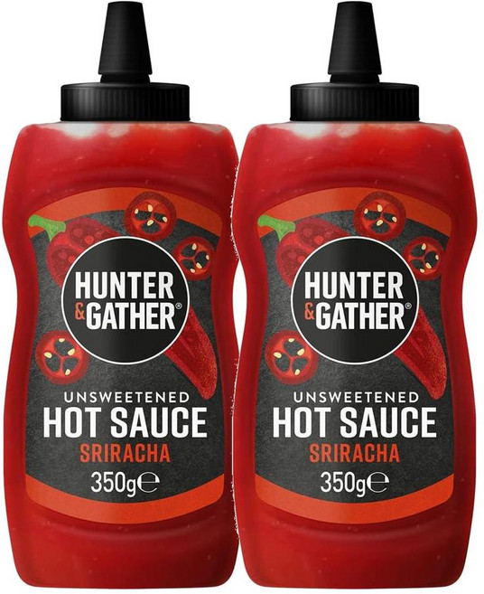 스페인 헌터 & 개더 Hunter & Gather 100% 내추럴 무가당 살사 스리라차 핫소스, 2개, 350g