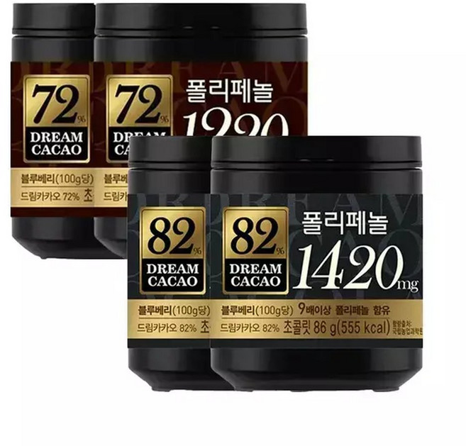 롯데웰푸드 드림카카오 72% 86g 2개 + 82% 86g 2개