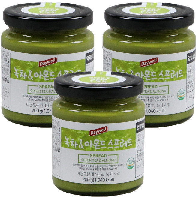 데이웰 녹차&아몬드 스프레드, 200g, 3개