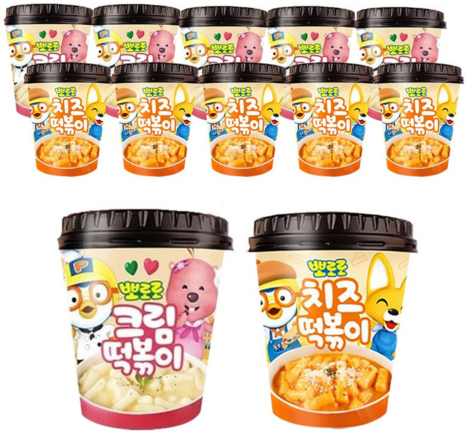 뽀로로 컵 떡볶이 크림115g 6개+치즈110g 6개 (총12개) 어린이캠핑여행식품즉석간편, 12개, 112.5g