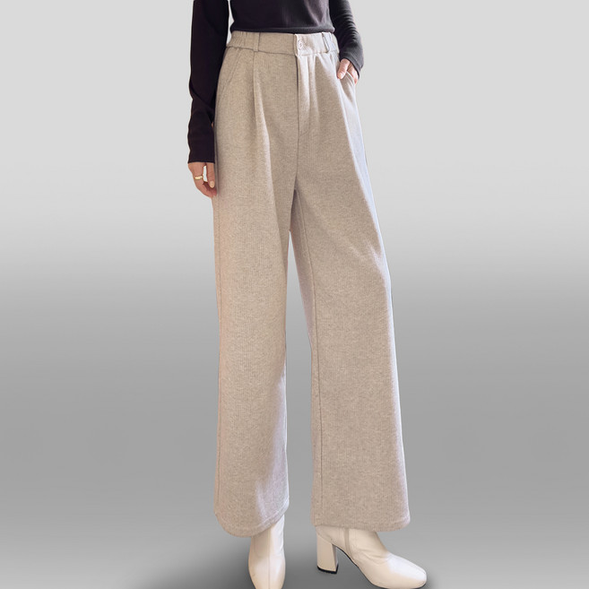 바이진 여성 와이드 슬랙스 뒷밴딩 정장 바지 팬츠