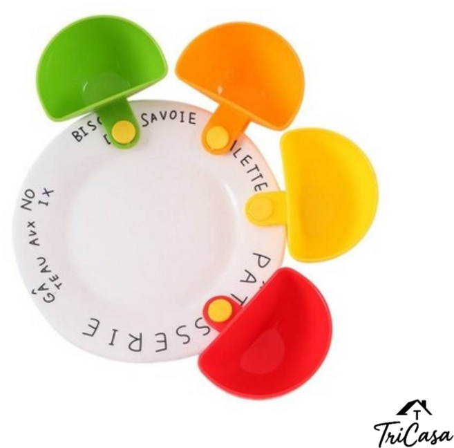 트리플리치 딥 클립 소스그릇 접시 집게 소스볼 4개 세트 1개 그린+레드+옐로우+오렌지