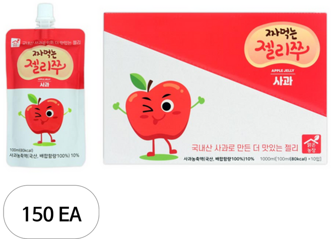맑은농장 짜먹는 젤리쭈 사과, 100ml, 150개