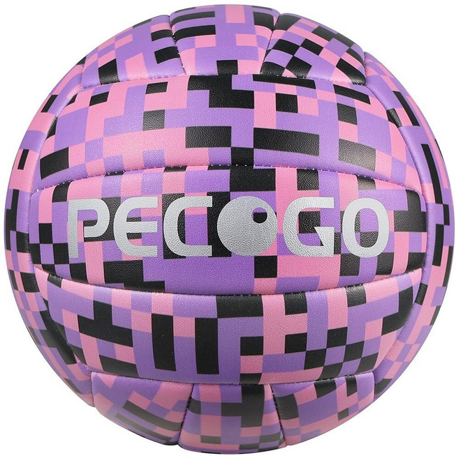 PECOGO 배구 사이즈 5 - 훈련 및 게임을 위한 부드러운 PU 가죽 실내/실외 공 모자이크 퍼플 디자인 초보자 청소년 성인에게 이상적, Purple