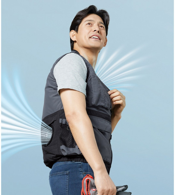 지벤 선풍기조끼 < ZB-V2422조끼 +선풍기 팬 +아이스팩 >/// 배터리는 개별 구매 /시원한 여름 작업 /아이스팩 주머니 물병주머니/다양한 수납/작업복 조끼