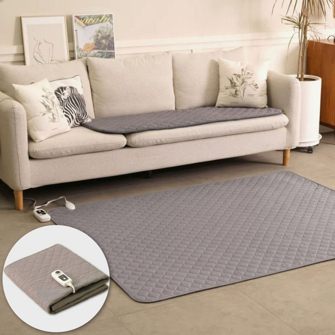 [국내생산] 마할로 겨울 전자파없는 탄소매트 원적외선 라돈 화재예방 워셔블, 미니싱글 (50 x 140 cm), 스톤그레이