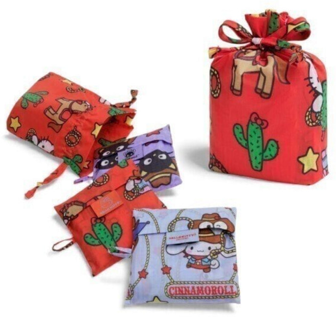 국내백화점 바쿠 에코백 BAGGU 스탠다드백 3P세트 Hello Kitty Friends Western 가방 보부상백 (BK파우치증정)