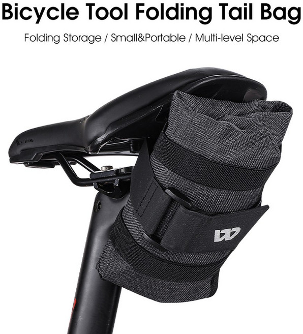 전기자전거 배터리가방 안장 WEST BIKING 자전거 가방 접이식 도구 보관 가방 전면 프레임 새들 파우치 후면 키트 팩 사이클링 액세서리, 0707304 Gray