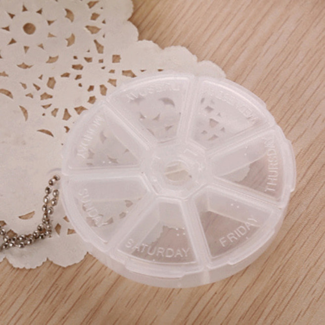 메이컬 원형 요일별 알약케이스 화이트 요일약통 여행, 1개