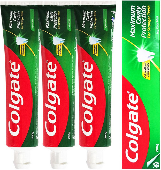 [자취몰]콜게이트 아이스 쿨 민트 치약 고불소 1450ppm 머리끈증정, 3개, 200g