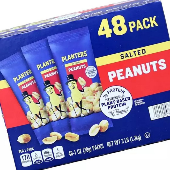 플랜터스 땅콩 48봉 솔티드 피넛 간식, 48개, 28g
