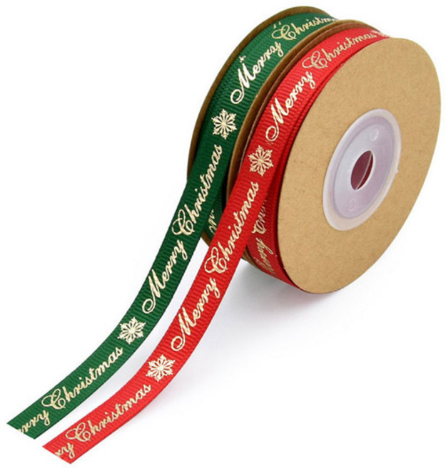 75.크리스마스 Merry Christmas 레터링 리본끈 22M 레드그린 2개세트