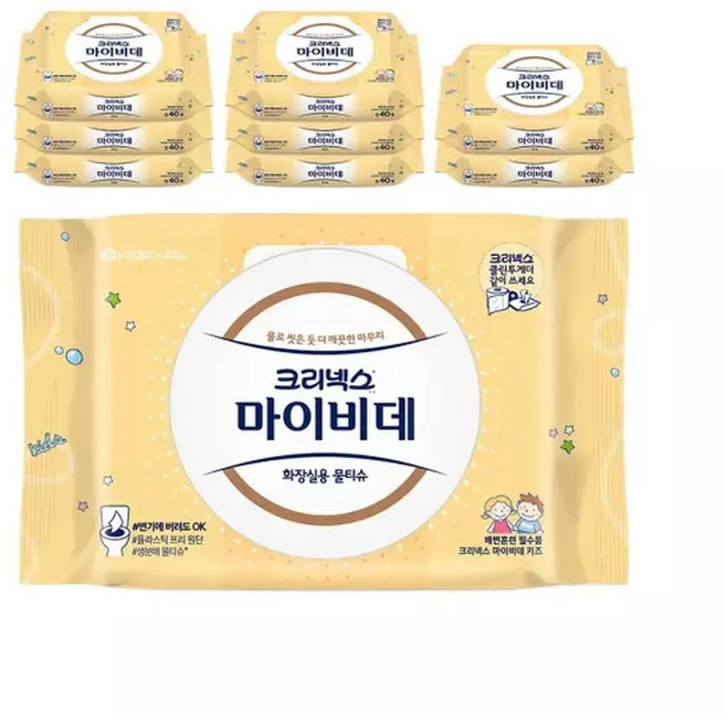 크리넥스 마이비데 키즈 캡 40매X9개, 40매, 9개