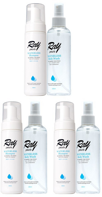 레이펄스 물없이감는샴푸+물없이씻는바디워시 세트, 200ml, 3개