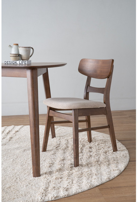 艾莉亞家居 塔拉餐椅 橡木實木 人體工學設計 舒適布面坐墊 簡約耐用, 1個