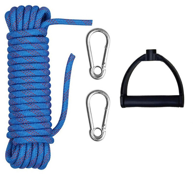 손잡이 및 카라비너 ​​버클이있는 워터 스키 밧줄 나일론 견인 로프 슬라이드 카트 풀 로프 웨이크 보드 로프 수상 스포츠 라인, 파란색