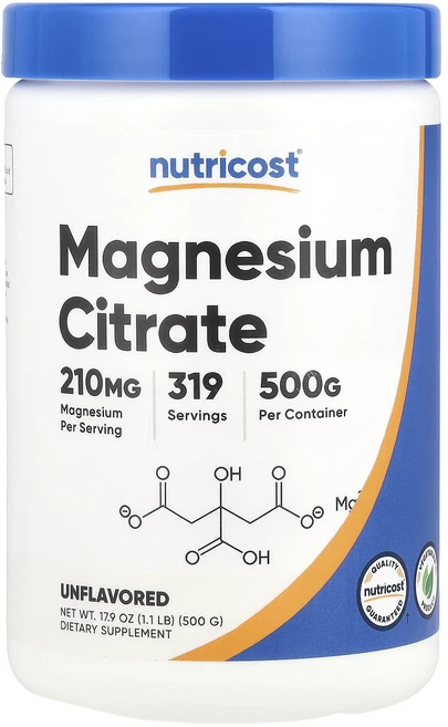 Nutricost 마그네슘시트레이트 무맛 210mg 500g(17.9oz), Nutricost마그네슘시트레이트무맛210mg500g1, 500g, 1개 - 쿠팡