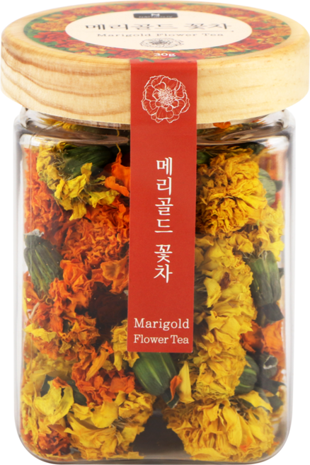 제주 수제 메리골드 꽃차 마리골드 꽃송이 용기형, 30g, 1개입, 1개