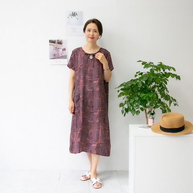 엄마옷마드레 리본 인견 원피스 고품격 국내생산 4060 빅사이즈