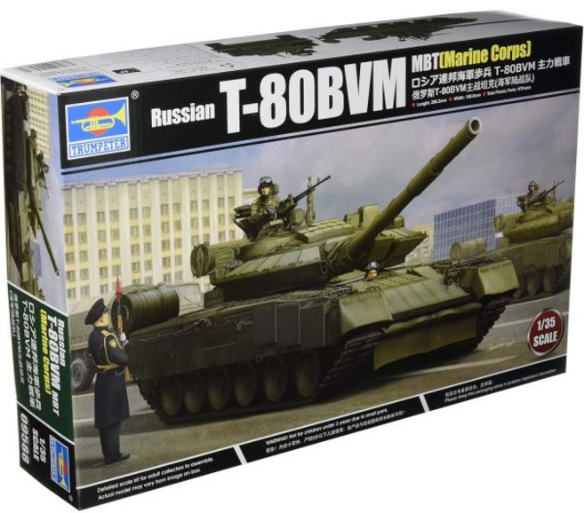 11455981 포병 탱크 프라모델 밀리터리 장갑차 트럼펫터 1/35 러시아 연방군 해군 보병 T-80BVM 주력 전차 플라모델 09588, 11455981 포병 탱크 프라모델 밀리터리 장갑차 트