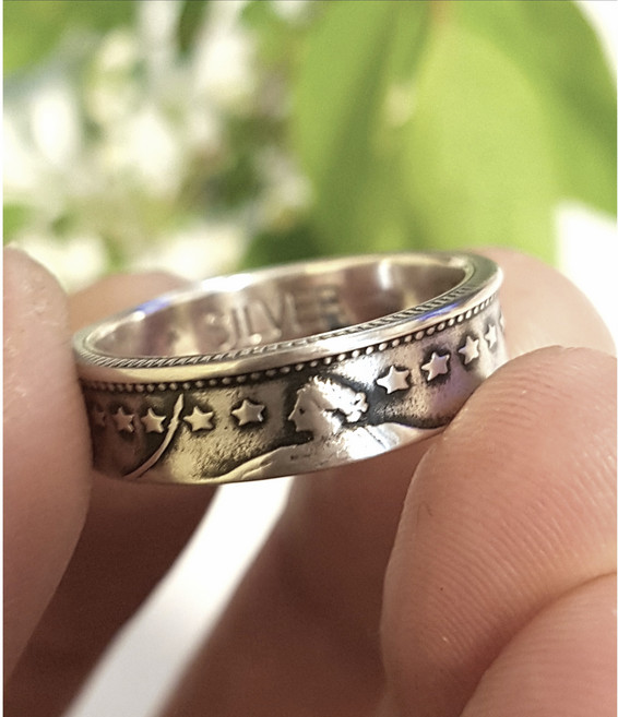 동전 반지 스위스별모양1프랑 은 패션 큰 디자인 남성 여자 커플 제작 이니셜 주문 우정 제작 링 만들기 남자